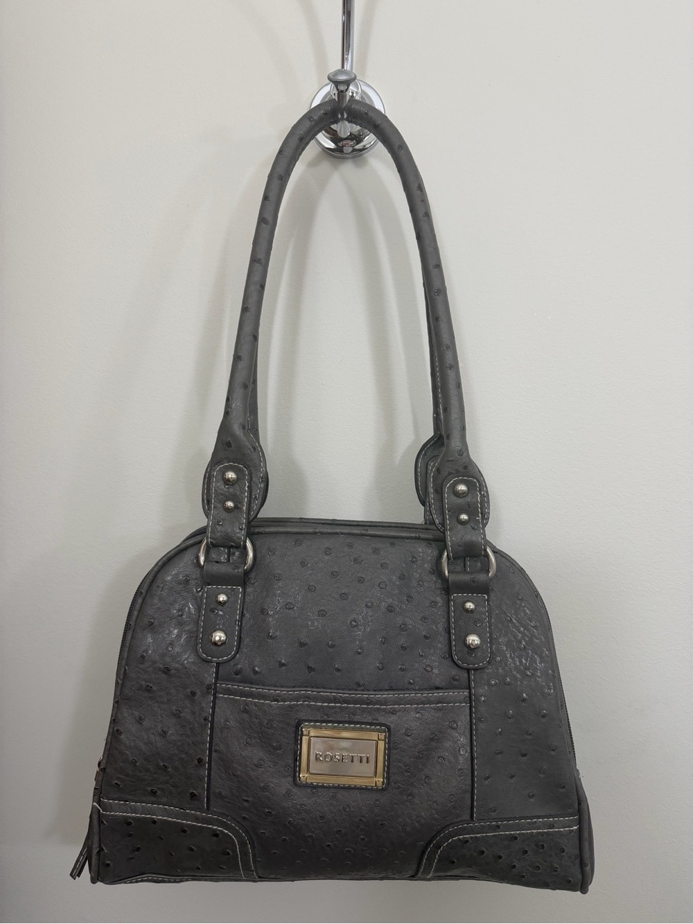 Rosetti Gray Textured Dome Shoulder Bag
